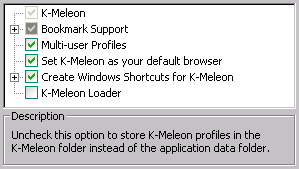 K-Meleon �C���X�g�[���E�I�v�V����